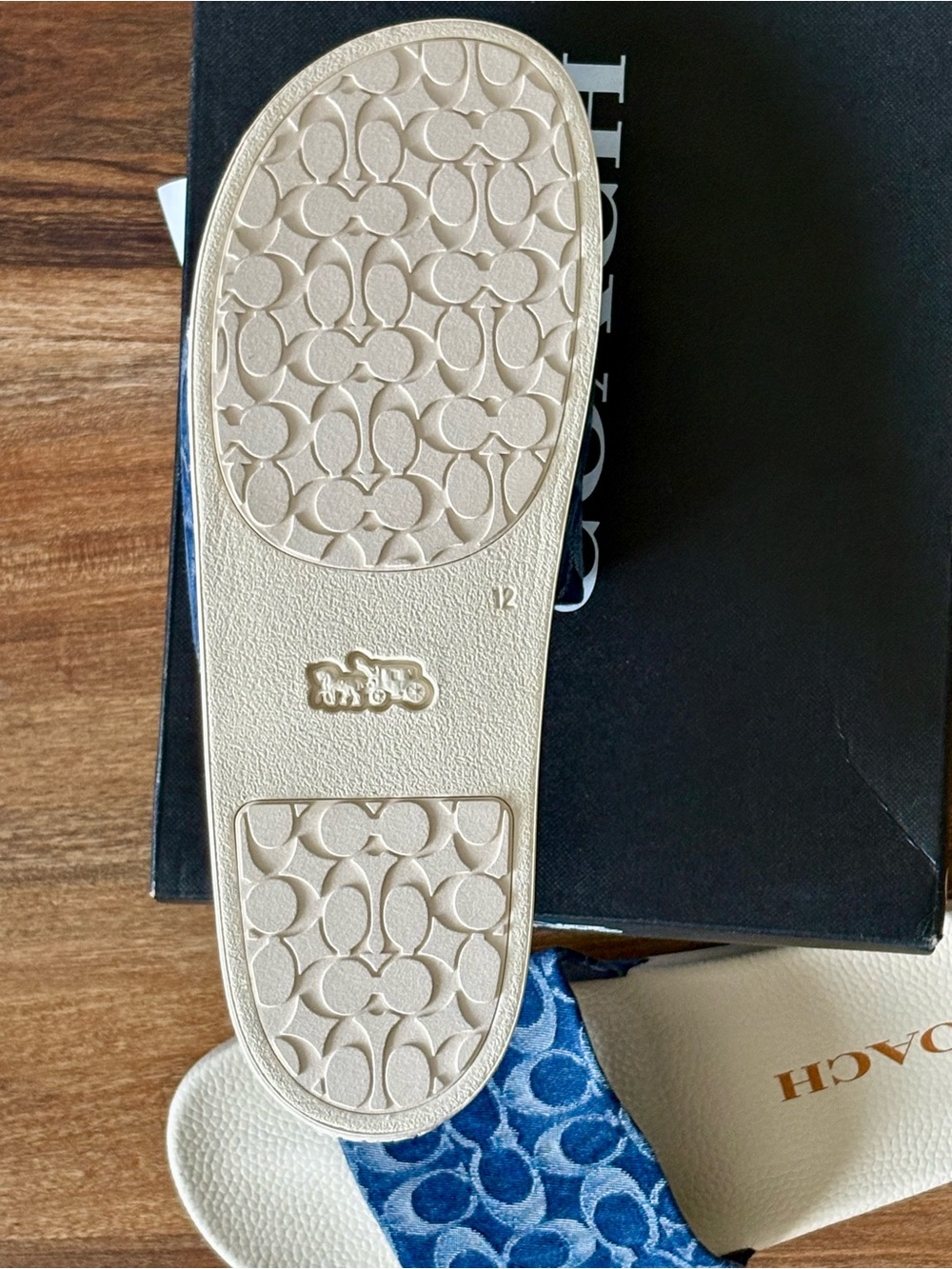 COACH Blue Signature Logo Slide Sandals blue Denim Men’s Slide Sandals New Sz 12 - Picture 5 of 9